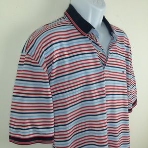 Tommy Hilfiger Men's Red Blue Stripe Polo Shirt